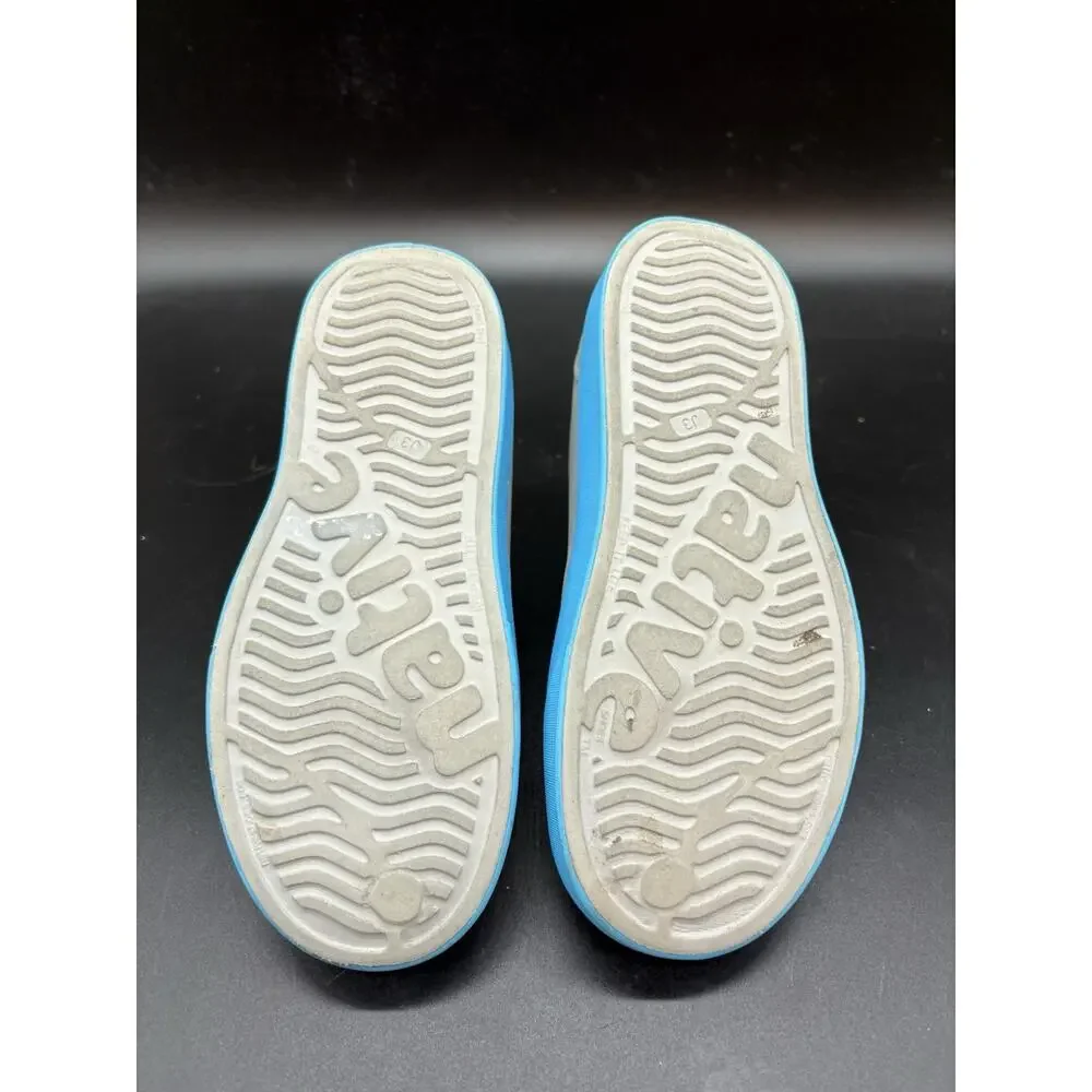 Native Shoes Miller Junior Size 3 Light Gray Aqua Blue Slip On Water Shoes